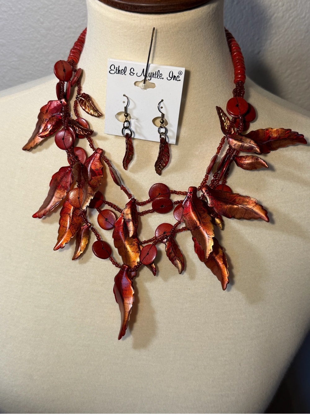 Autumn Leaf Statement Necklace & Earring Set